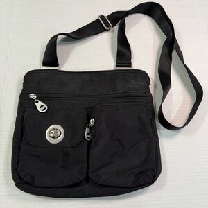 Baggallini Black Cross Body Bag, water resistant nylon, great for travel